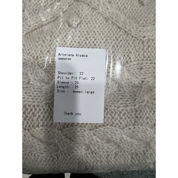 Artelana Vintage Cream Alpaca Handknit Sweater Cabin UNISEX Size Mens Womens L - Picture 10 of 10